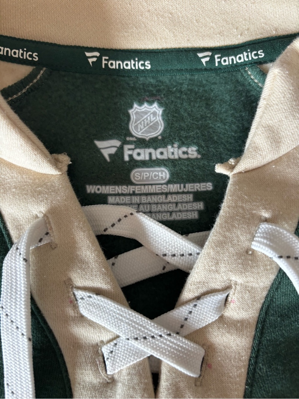 Fanatics Green and Cream Minnesota Wild Lace-Up Crewneck Sweater - Picture 2 of 4